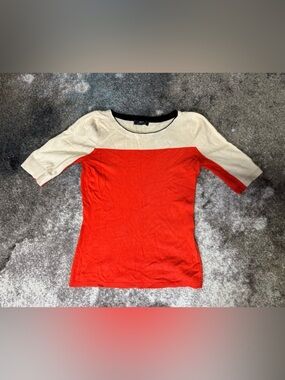 Mexx Cream and Black Colorblock Knit Top